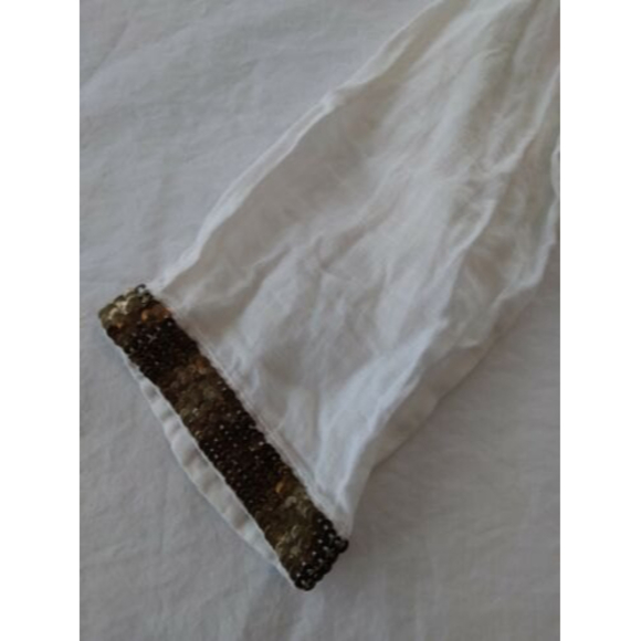 Chico's White Tunic Blouse Linen Sequins Women's Size 1 - Picture 4 of 8